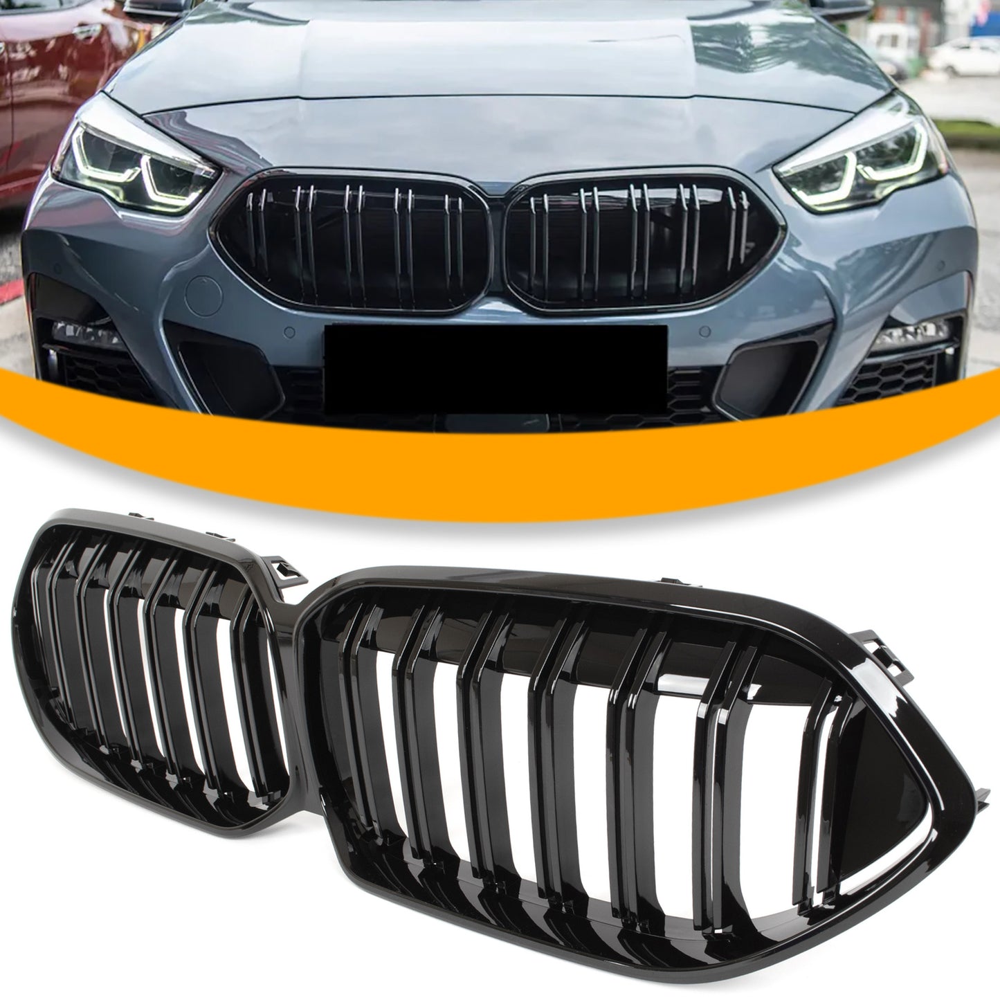 BMW 2 F44 19-24 atrapa między reflektory (nerki) BLACK GLOSSY DOUBLE BAR