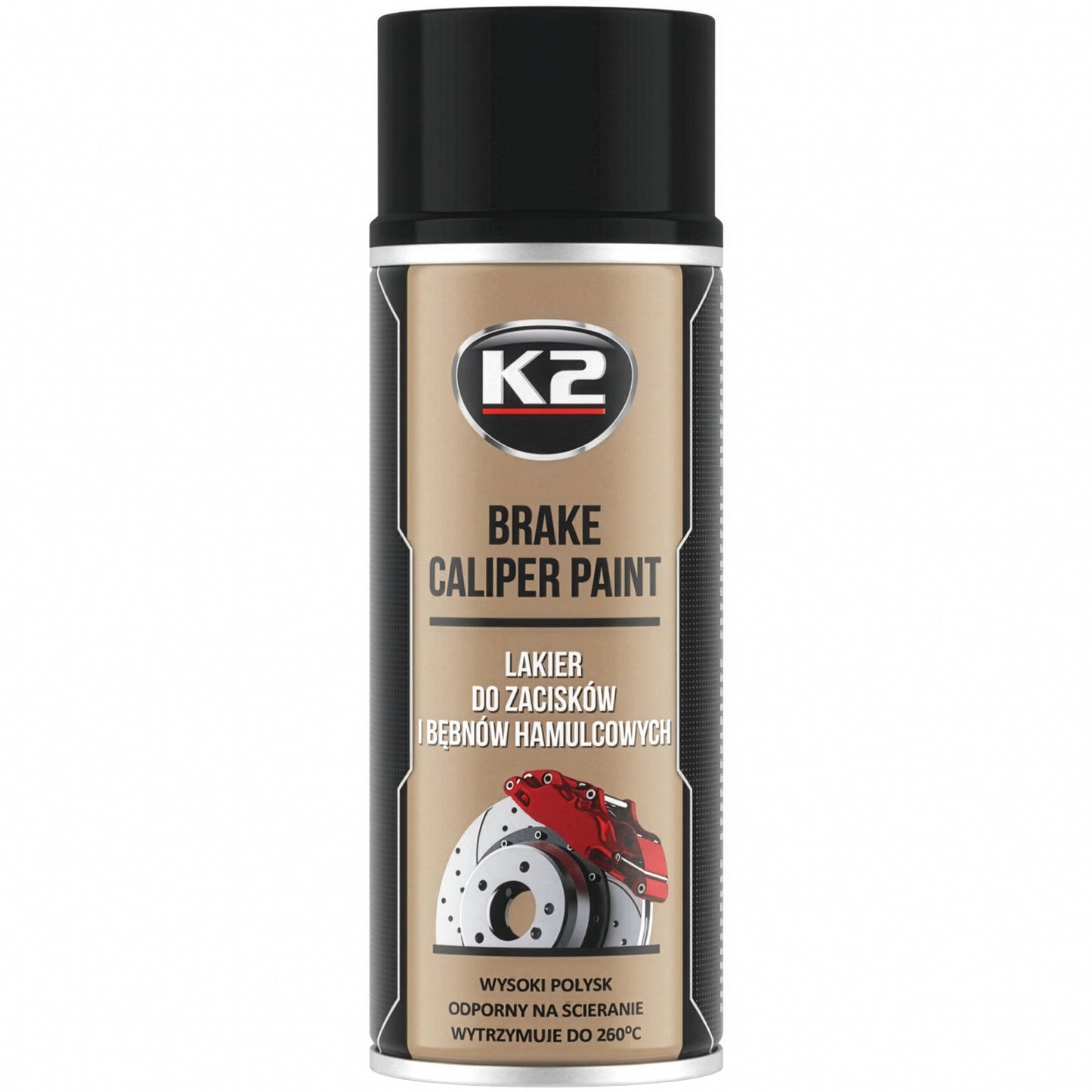 Lakier do zacisków i bębnów hamulcowych K2 BRAKE CALIPER PAINT 400ml CZARNY L346CA