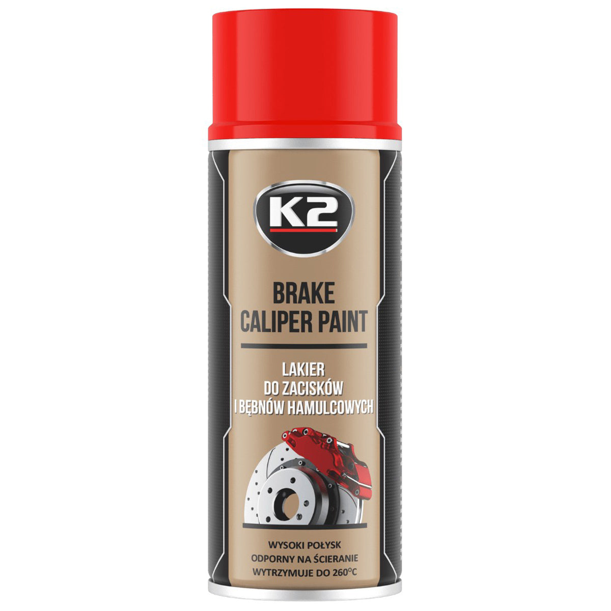 Lakier do zacisków i bębnów hamulcowych K2 BRAKE CALIPER PAINT 400ml CZERWONY L346CE