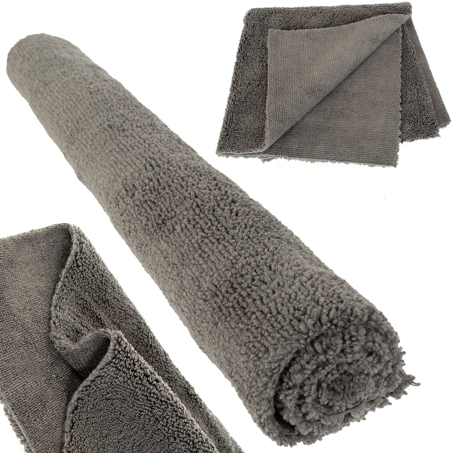 M MODECAR Dwustronny ręcznik z długim i krótkim włosiem 40x40cm 400gsm SZARY