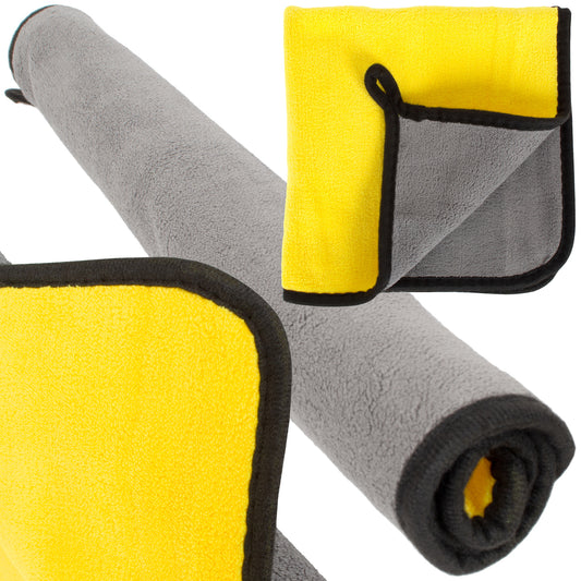 M MODECAR Coral Fleece Towel 40x40cm 500gsm YELLOW-GREY with HEM