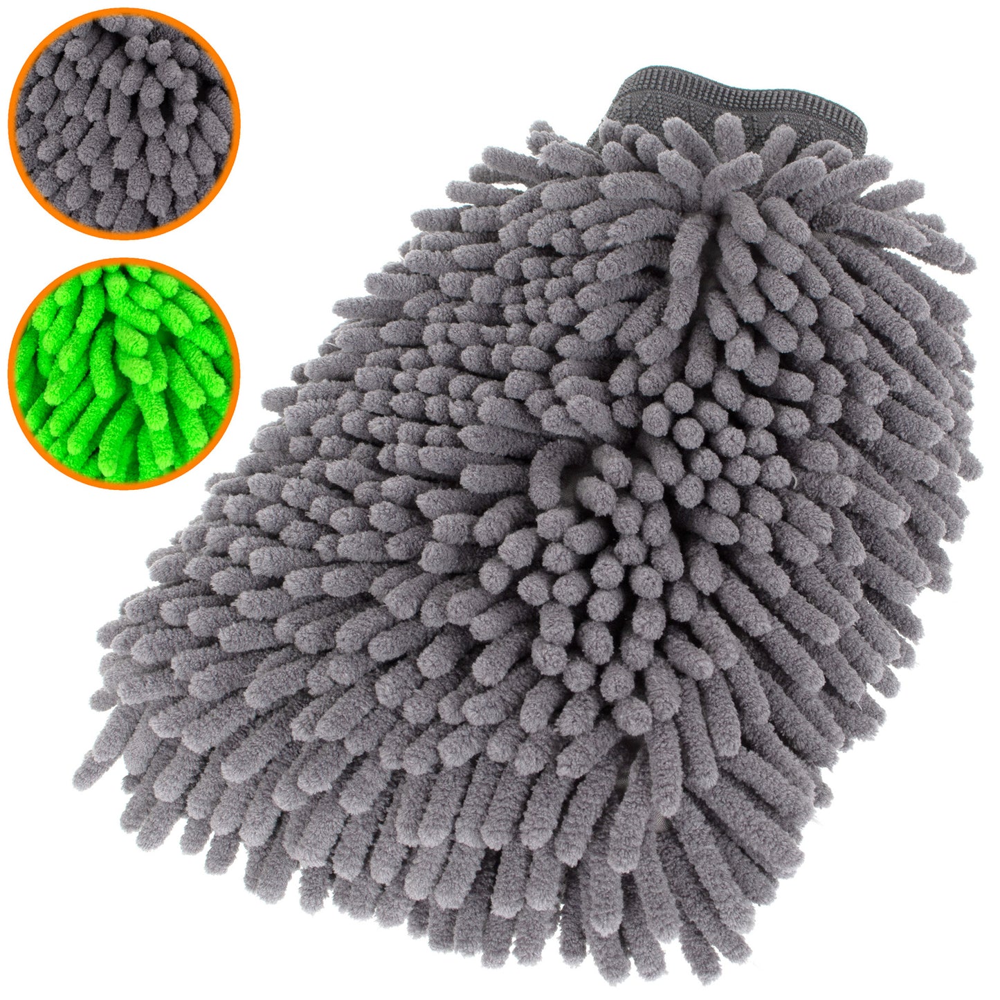 M MODECAR Chenille Wash Mitt 20x28cm Color MIX GREEN/GREY
