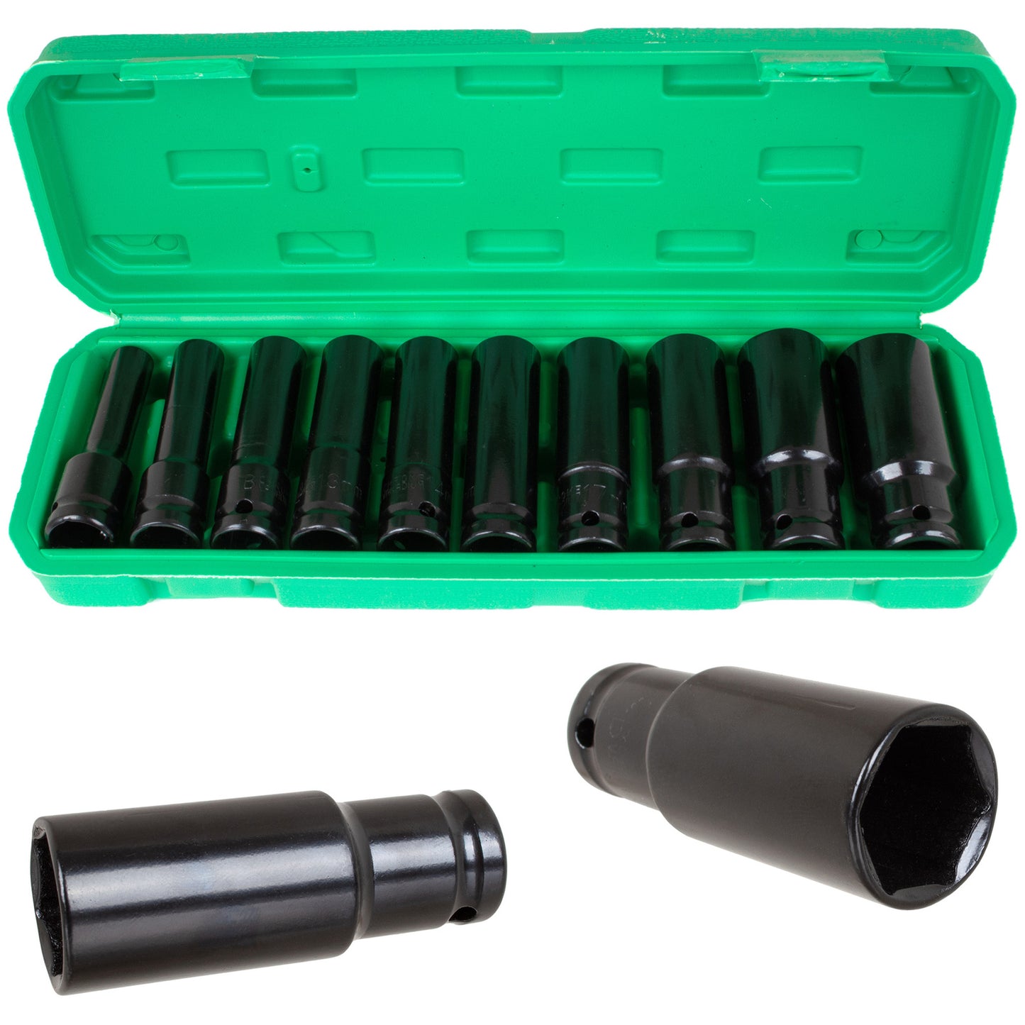 M MODECAR Tool Set 1/2" 10PCS - Long Sockets 76mm 10-24mm