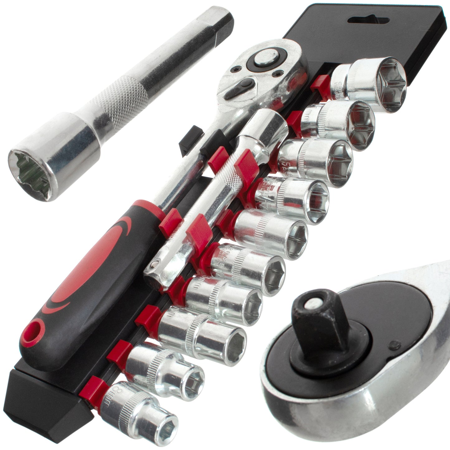 M MODECAR Zestaw narzędzi 1/2" 12PCS - grzechotka, przedłużka i 10 nasadek 10-24m