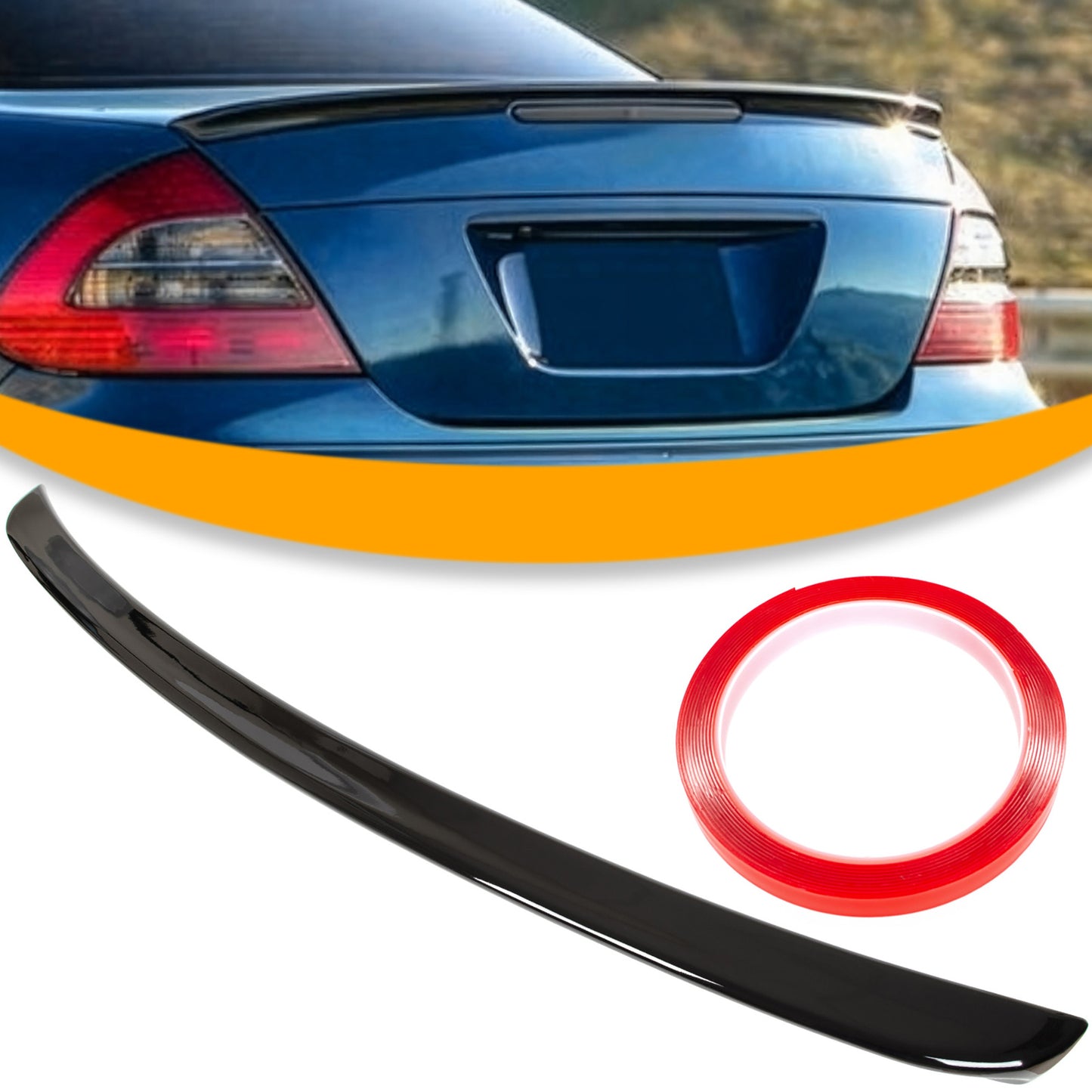 Mercedes W211 E-Klasa SEDAN 02-08 spoiler tylny dachowy - lotka na klapę bagażnika GLOSSY BLACK AMG STYLE