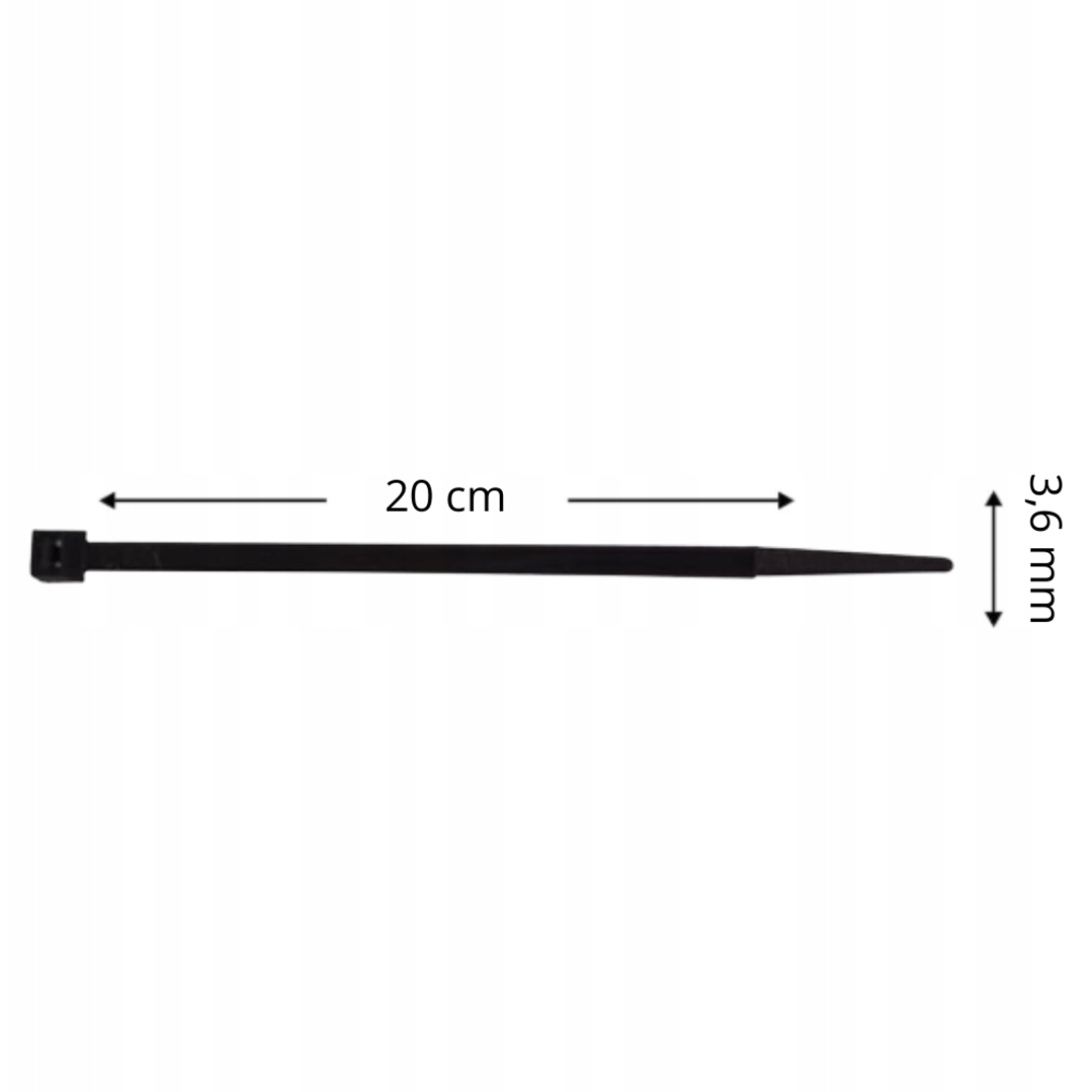 100 SZTUK | TRYTYTKI 3,6mm x 200mm | OPASKI ZACISKOWE DO KABLI ZIPPERKI