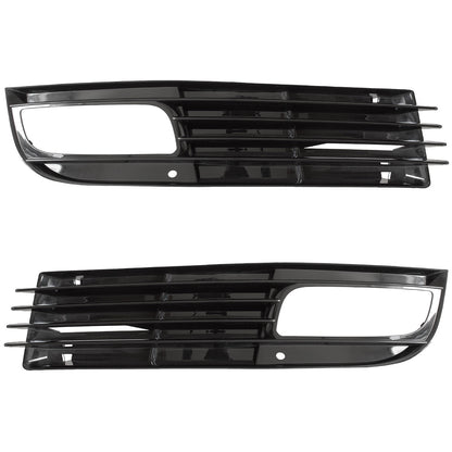 Audi A8 D3 FL 08-10 Z HALOGENAMI atrapka kratka w zderzak CZARNA + lewa + prawa 2 szt. KPL