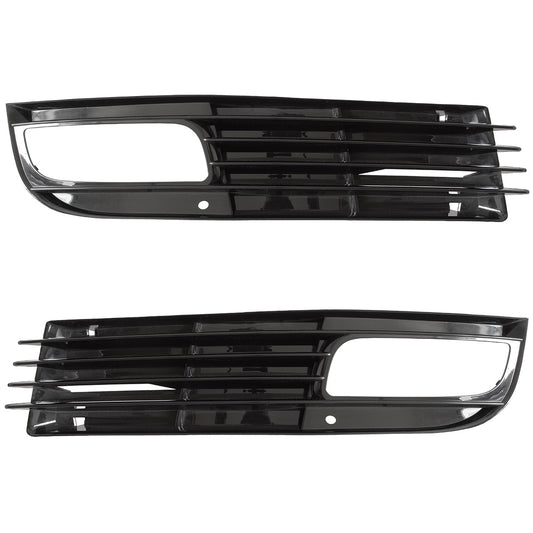 Audi A8 D3 FL 08-10 Z HALOGENAMI atrapka kratka w zderzak CZARNA + lewa + prawa 2 szt. KPL
