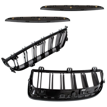 BMW 3 E90 / E91 04-09 SEDAN / KOMBI atrapy między reflektory (nerki) lewa + prawa kpl. BLACK GLOSSY DOUBLE BAR