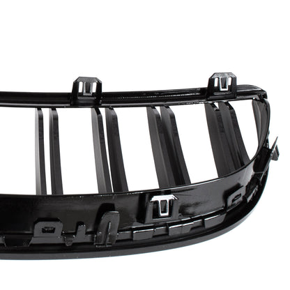 BMW 3 E90 / E91 04-09 SEDAN / KOMBI atrapy między reflektory (nerki) lewa + prawa kpl. BLACK GLOSSY DOUBLE BAR