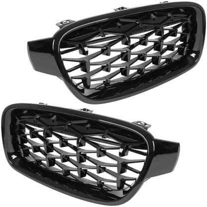 BMW 3 F30 F31 12-19 atrapy między reflektory (nerki) lewa + prawa kpl. FULL BLACK STAR