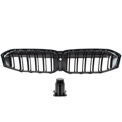 BMW 3 G20 G21 FL 22-24 atrapa między reflektory (nerki) BLACK GLOSSY DOUBLE BAR + ZAŚLEPKA