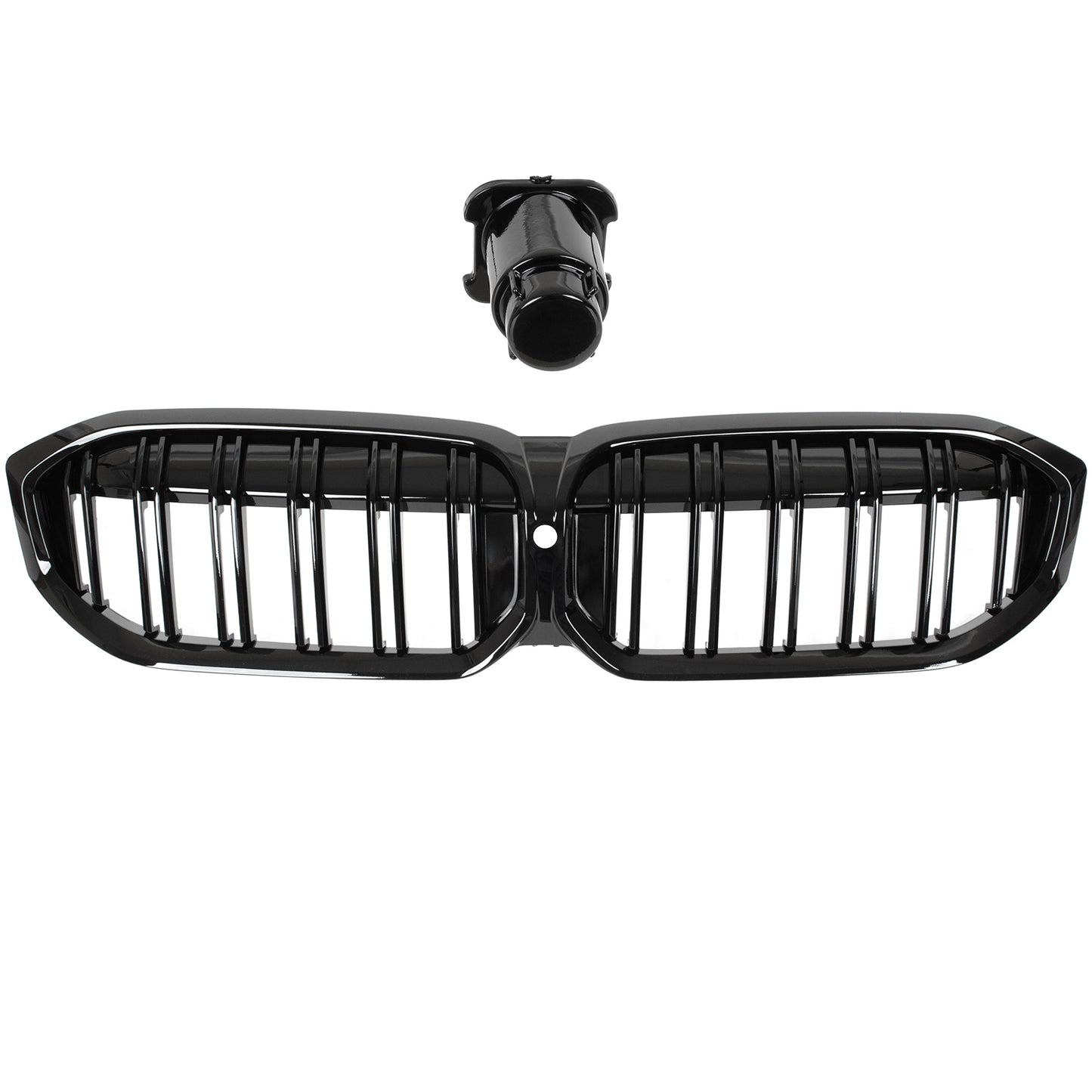 BMW 3 G20 G21 FL 22-24 atrapa między reflektory (nerki) BLACK GLOSSY DOUBLE BAR + ZAŚLEPKA
