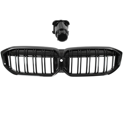BMW 3 G20 G21 FL 22-24 atrapa między reflektory (nerki) BLACK GLOSSY DOUBLE BAR + ZAŚLEPKA