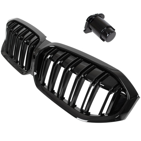 BMW 3 G20 G21 FL 22-24 atrapa między reflektory (nerki) BLACK GLOSSY DOUBLE BAR + ZAŚLEPKA