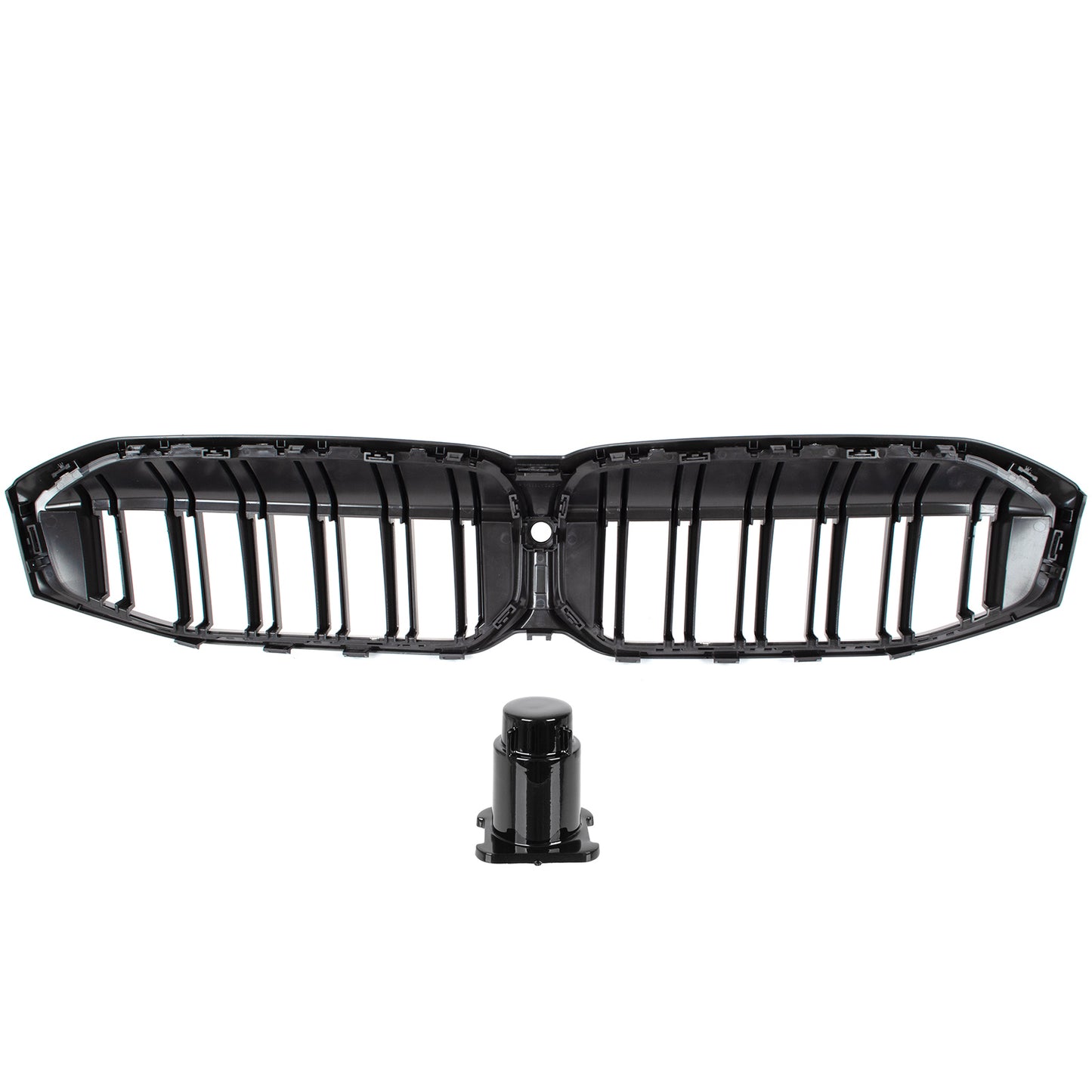 BMW 3 G20 G21 FL 22-24 atrapa między reflektory (nerki) BLACK GLOSSY DOUBLE BAR + ZAŚLEPKA