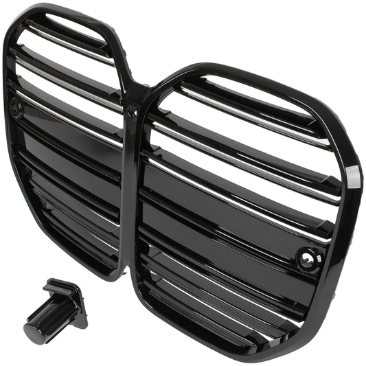 BMW 4 G22 G23 2020- atrapa między reflektory (nerki) BLACK GLOSSY + ZAŚLEPKA