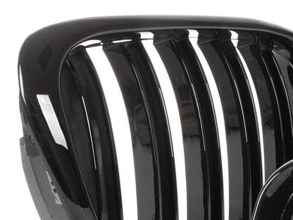 BMW 5 E39 FL 00-04 atrapy między reflektory (nerki) lewa + prawa kpl. BLACK GLOSSY DOUBLE BAR