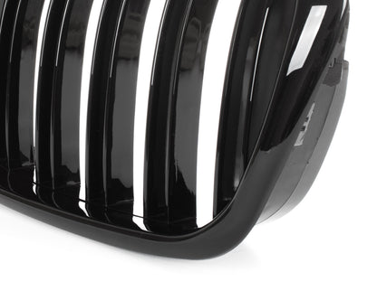BMW 5 E39 FL 00-04 atrapy między reflektory (nerki) lewa + prawa kpl. BLACK GLOSSY DOUBLE BAR