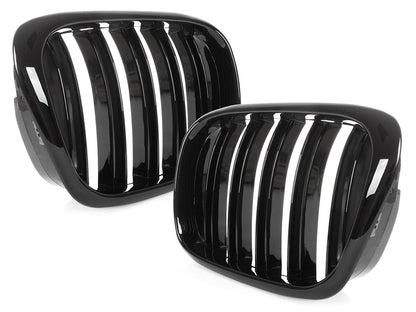 BMW 5 E39 FL 00-04 atrapy między reflektory (nerki) lewa + prawa kpl. BLACK GLOSSY DOUBLE BAR