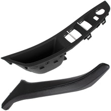 BMW 5 F10 F11 09-17 uchwyt wewnętrzny CZARNY drzwi przednich lewych 1-otwór + uchwyt wewnętrzny CZARNA SKÓRA drzwi przednich prawych 2 szt. KPL