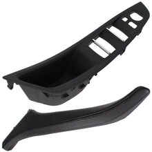 BMW 5 F10 F11 09-17 uchwyt wewnętrzny CZARNY drzwi przednich lewych 2-otwory + uchwyt wewnętrzny CZARNA SKÓRA drzwi przednich prawych 2 szt. KPL