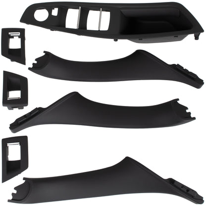 BMW 5 F10 F11 09-17 zestaw uchwytów wewnętrznych drzwi przednich i tylnych 7 szt. KPL CZARNE - 1 otwór