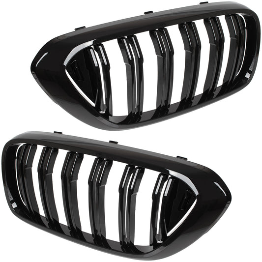 BMW 6 G32 GT 17-20 atrapy między reflektory (nerki) lewa + prawa kpl. BLACK GLOSSY DOUBLE BAR
