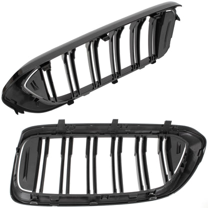 BMW 6 G32 GT 17-20 atrapy między reflektory (nerki) lewa + prawa kpl. BLACK GLOSSY DOUBLE BAR