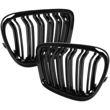 BMW X1 E84 09-15 atrapy między reflektory (nerki) lewa + prawa kpl. BLACK GLOSSY DOUBLE BAR
