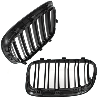 BMW X1 E84 09-15 atrapy między reflektory (nerki) lewa + prawa kpl. BLACK GLOSSY DOUBLE BAR