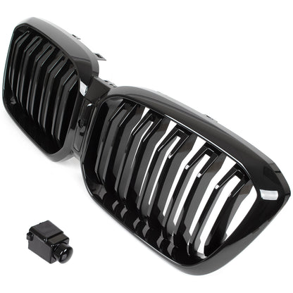 BMW X4 G02 FL 2021- atrapa między reflektory (nerki) BLACK GLOSSY DOUBLE BAR + ZAŚLEPKA