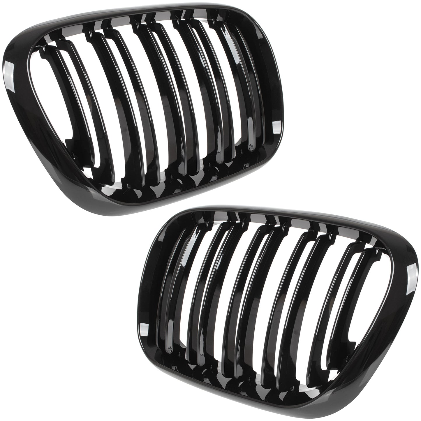 BMW X5 E53 99-03 atrapy między reflektory (nerki) lewa + prawa kpl. DOUBLE SLAT GLOSSY BLACK