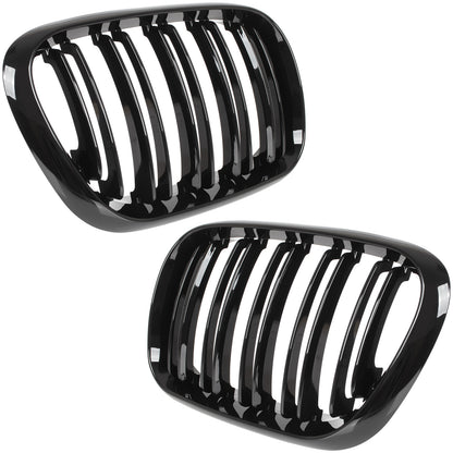 BMW X5 E53 99-03 atrapy między reflektory (nerki) lewa + prawa kpl. DOUBLE SLAT GLOSSY BLACK
