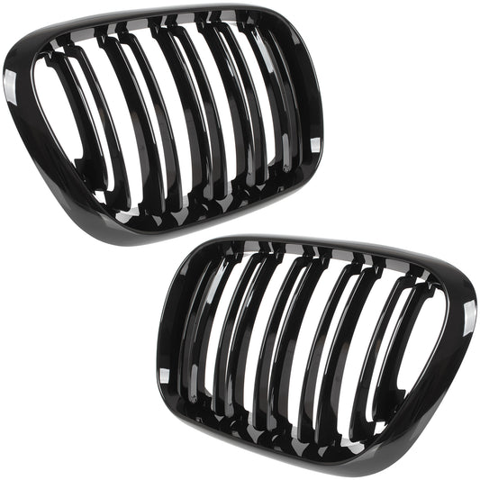 BMW X5 E53 99-03 atrapy między reflektory (nerki) lewa + prawa kpl. DOUBLE SLAT GLOSSY BLACK