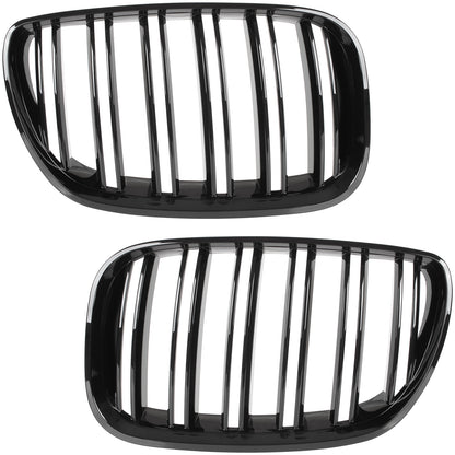 BMW X5 E53 FL 04-06 atrapy między reflektory (nerki) lewa + prawa kpl. DOUBLE SLAT GLOSSY BLACK