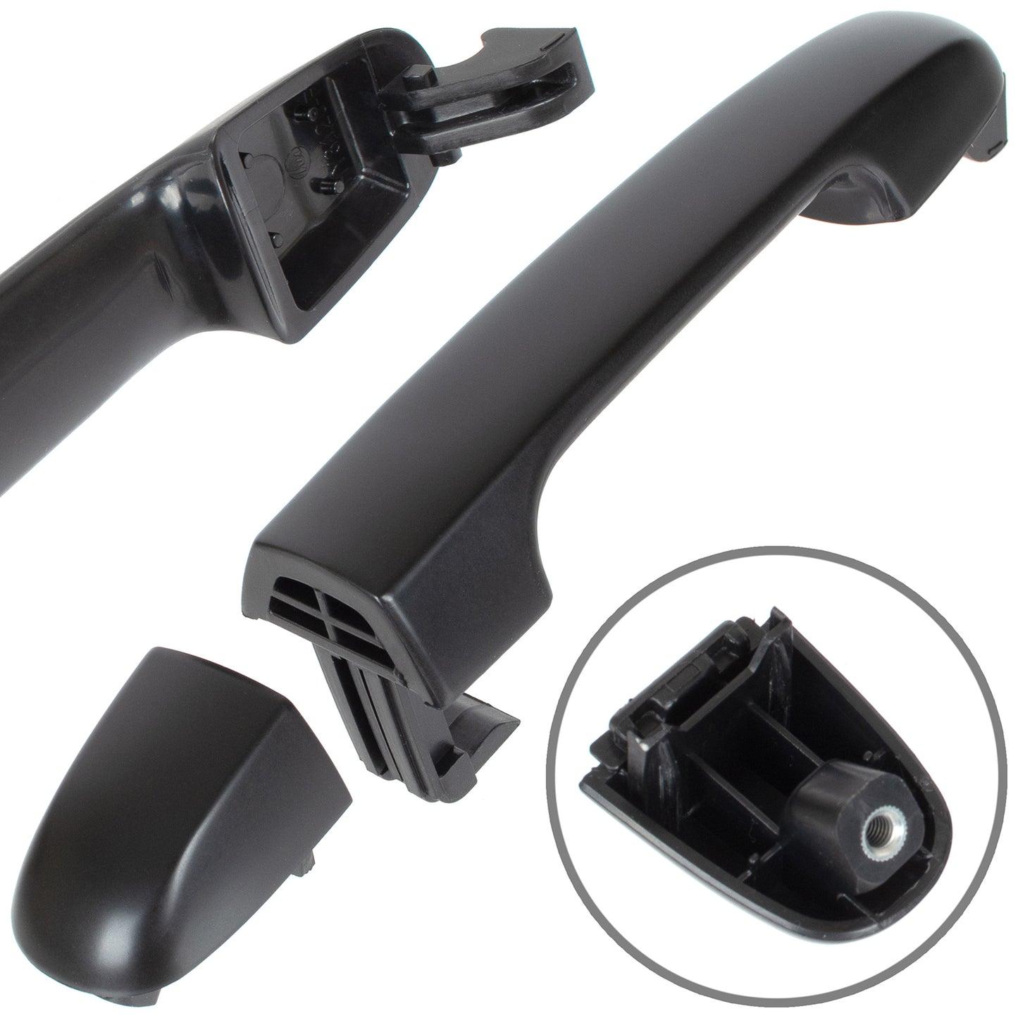Hyundai i20 08-15 klamka zewnętrzna przednia CZARNA BEZ OTWORU prawa