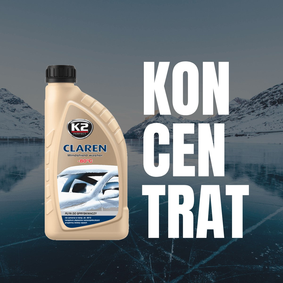 Koncentrat płynu do spryskiwaczy zimowy K2 CLAREN -80°C 1L K611