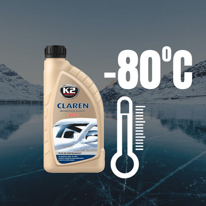 Koncentrat płynu do spryskiwaczy zimowy K2 CLAREN -80°C 1L K611
