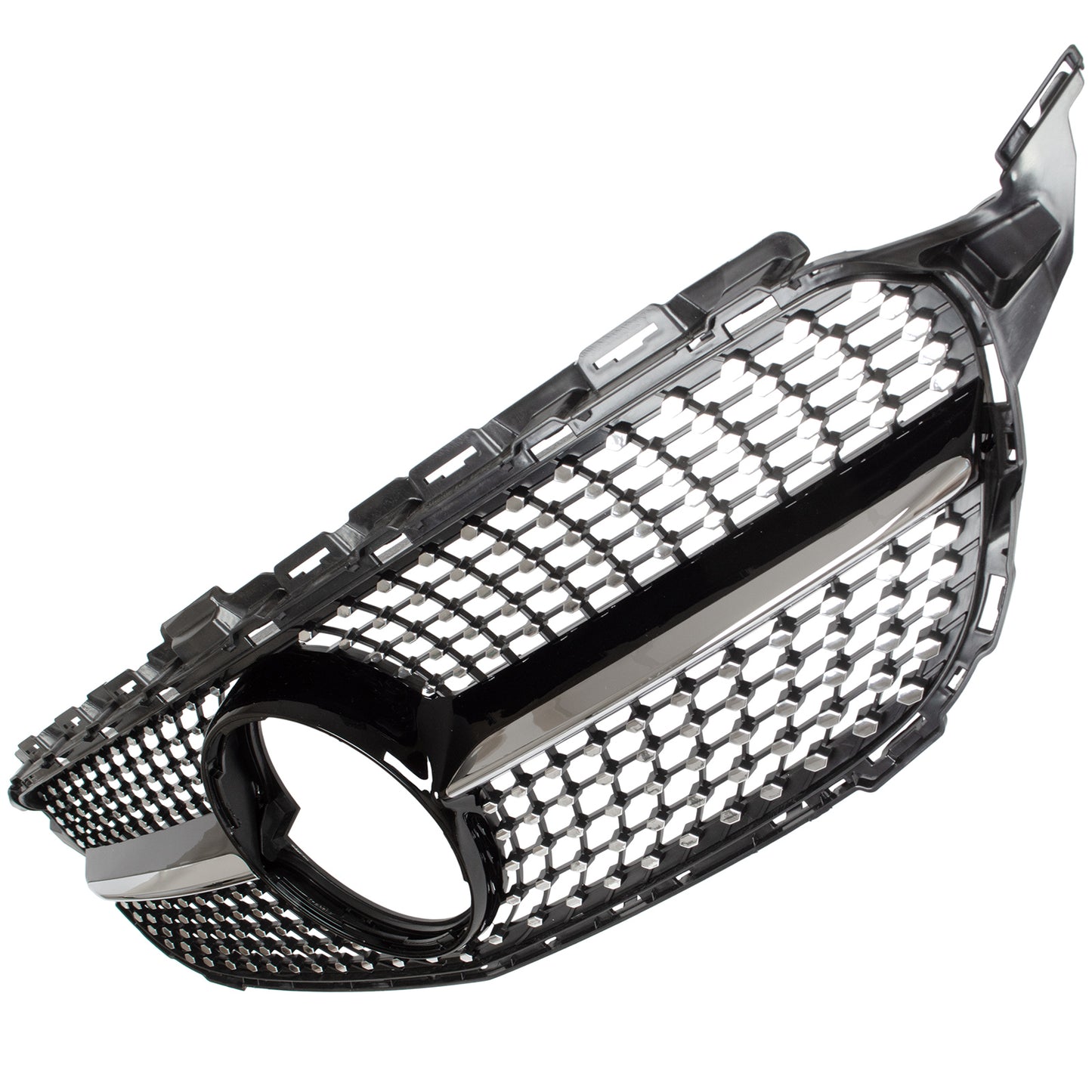 Mercedes C KLASA W205 14-18 atrapa między reflektory (grill) DIAMOND PIANO BLACK + CHROM BEZ OTWORU