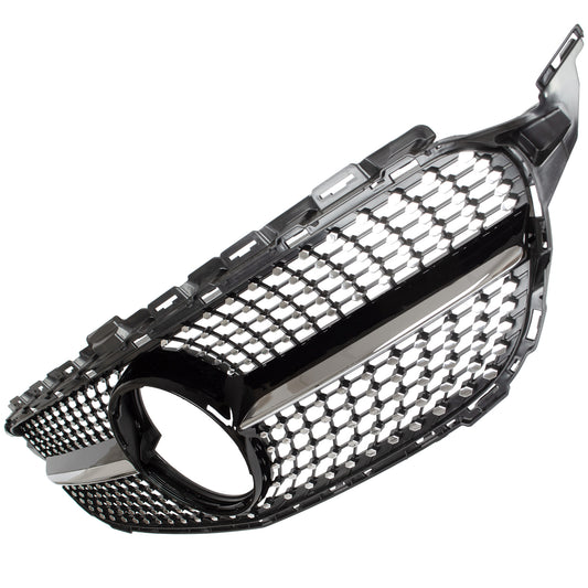 Mercedes C KLASA W205 14-18 atrapa między reflektory (grill) DIAMOND PIANO BLACK + CHROM BEZ OTWORU