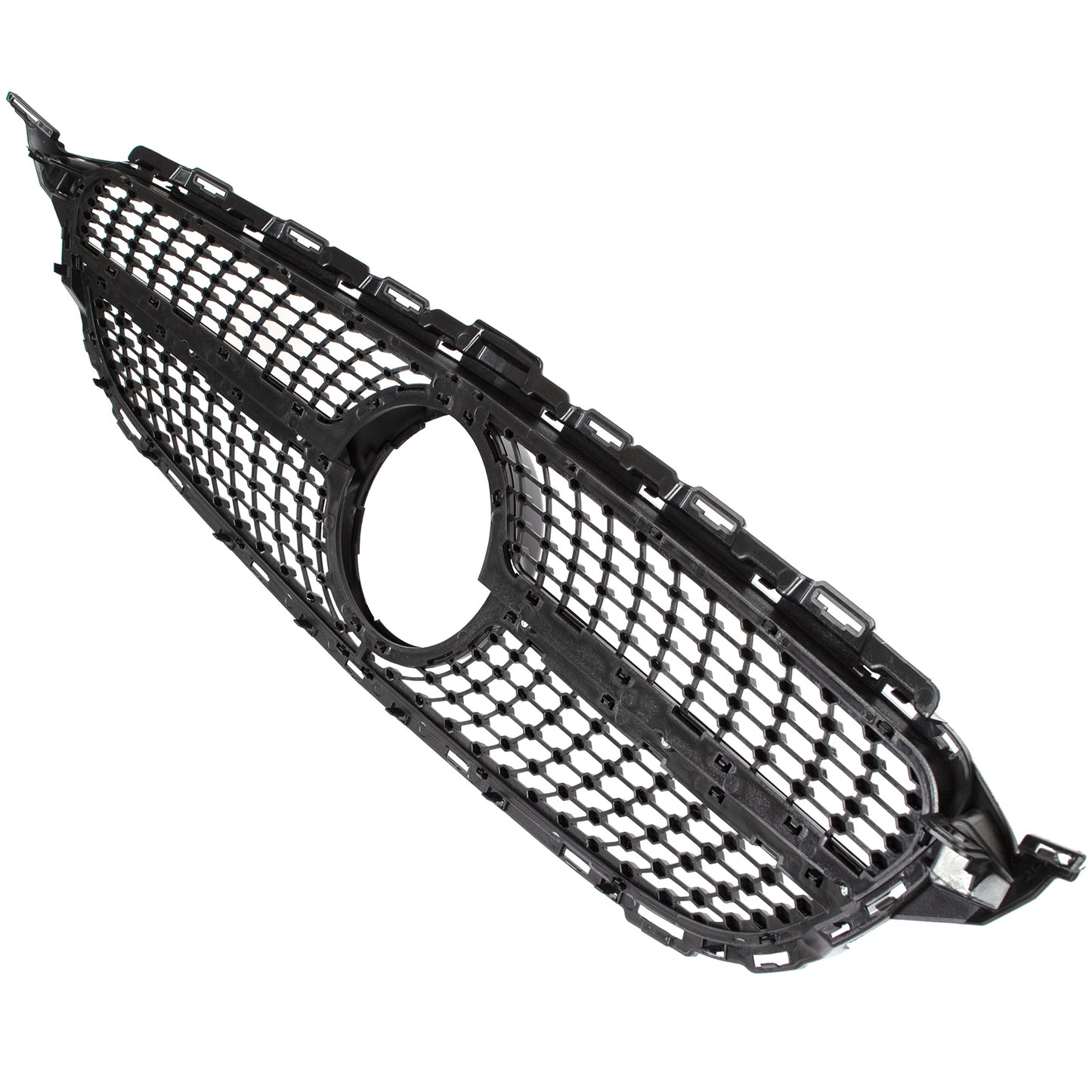Mercedes C KLASA W205 14-18 atrapa między reflektory (grill) DIAMOND PIANO BLACK + CHROM BEZ OTWORU