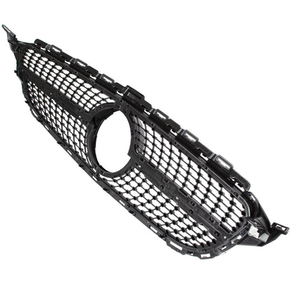 Mercedes C KLASA W205 14-18 atrapa między reflektory (grill) DIAMOND PIANO BLACK + CHROM BEZ OTWORU