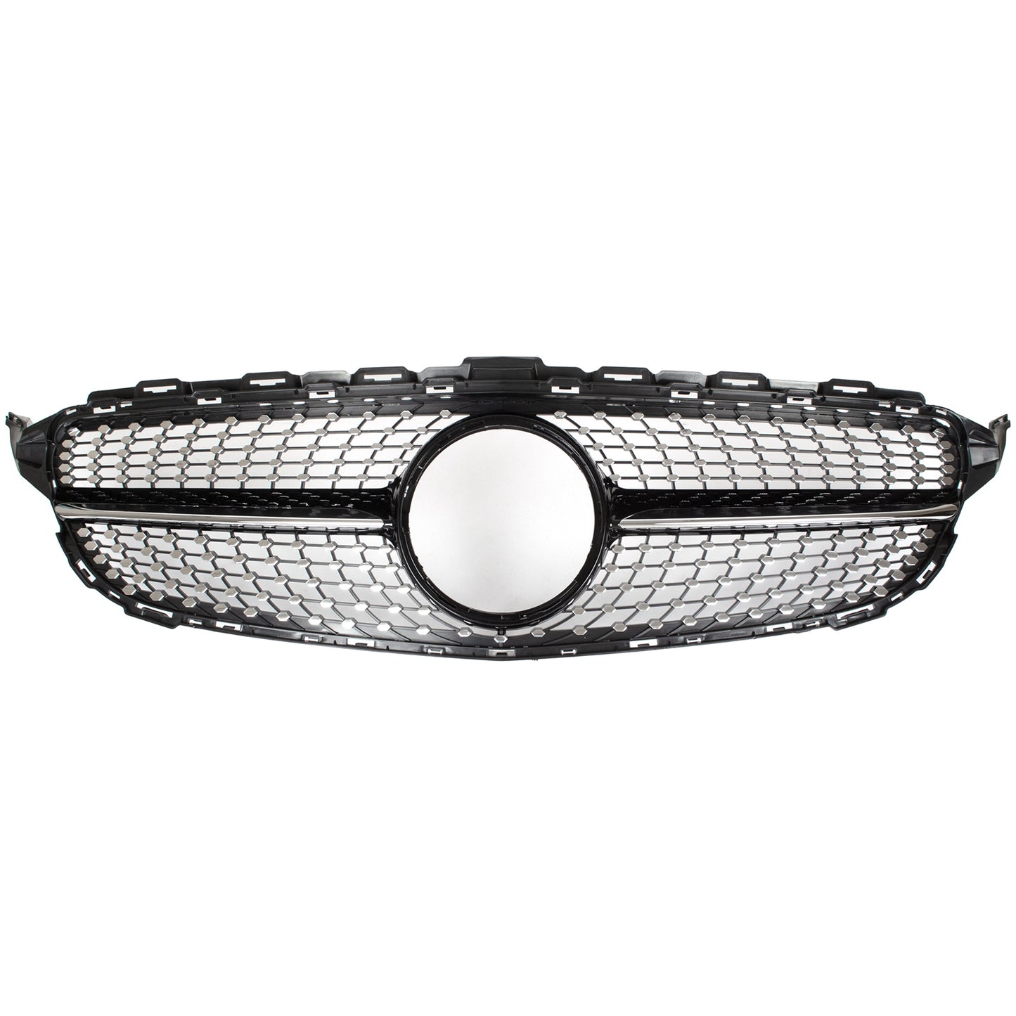 Mercedes C KLASA W205 14-18 atrapa między reflektory (grill) DIAMOND PIANO BLACK + CHROM BEZ OTWORU