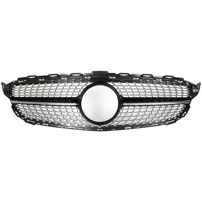 Mercedes C KLASA W205 14-18 atrapa między reflektory (grill) DIAMOND PIANO BLACK + CHROM BEZ OTWORU