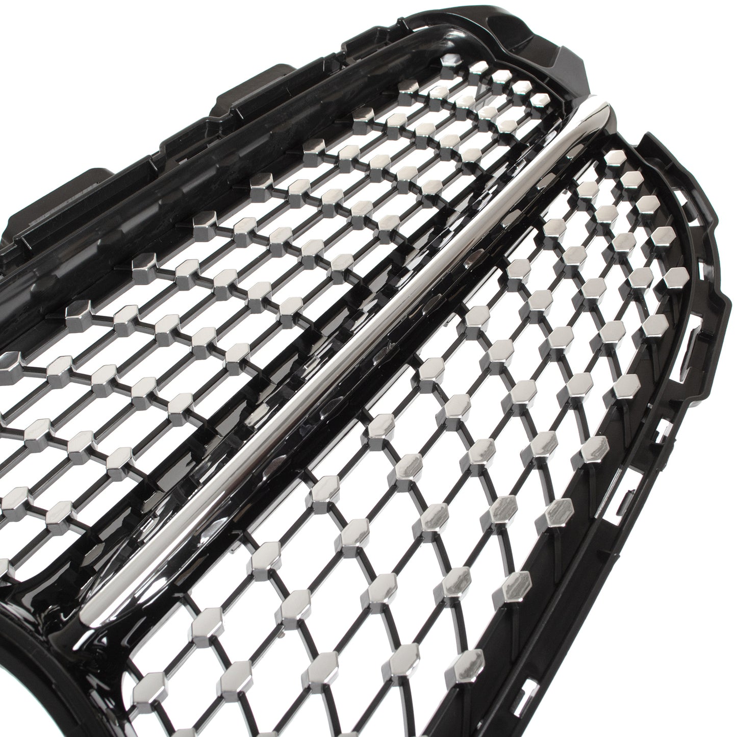 Mercedes C KLASA W205 14-18 atrapa między reflektory (grill) DIAMOND PIANO BLACK + CHROM BEZ OTWORU