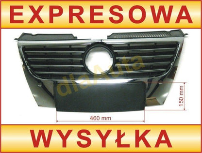 VW Passat B6 05-10 atrapa między reflektory (grill) WĄSKA TABLICA REJESTRACYJNA