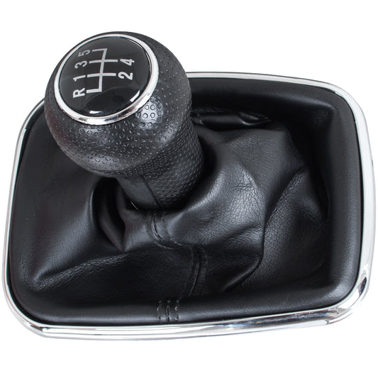 VW Sharan 2000- gałka zmiany biegów CZARNA + mieszek z ramką CHROM 5 BIEGÓW OTWÓR 23MM