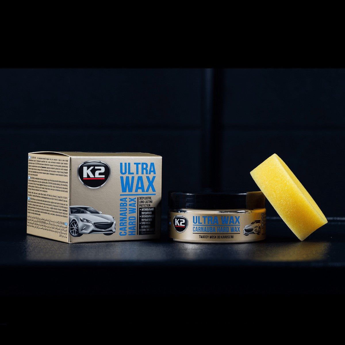 Wosk twardy Carnauba z gąbką do lakieru K2 ULTRA WAX 250g K073