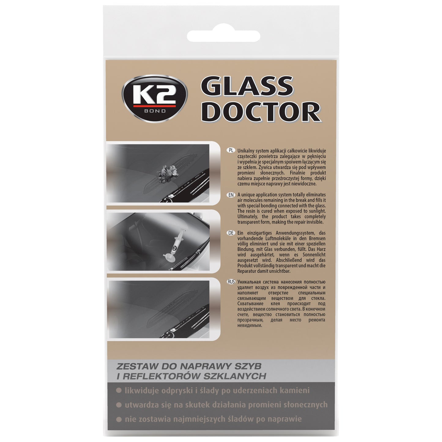 Zestaw do naprawy szyb i reflektorów szklanych K2 GLASS DOCTOR B350